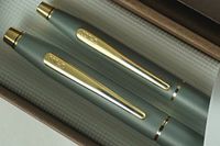 Cross Made in The USA Century Classic Satin Matte Gray with 23k Gold Appointment Selectip Rollerball Pen and 0.5MM Pencil Set. Very Rare Made in Lincoln Rhode Island, USA