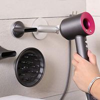 Wall Mount Rack Bracket Hair Dryer Holder Stand Durable Aluminum Bathroom Storage Organizer +Cylindrical Bracket +Plug Hook Bracket +3X Round Bracket