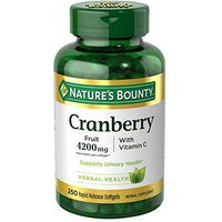 Nature's Bounty Cranberry with Vitamin C 4200 mg, 250 Softgels (Pack of 4)