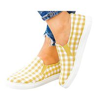 Veodhekai Women's Flats Shoes Round Toe Comfortable Canvas Large Size Flat Casual Breathable Single Shoes Yellow