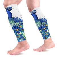 THONFIRE Calf Leg Compression Sleeve for Men Watercolor Peacock Cycling Pain Relief Tube Sleeves Arm Cooling Cover UV Protection