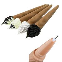 ADIASEN 4PCS 0.38mm Black Ice Cream Gel Ink Pens with Heart Pendant Cute Rollerball Writing Pens Stationery for Office School Supplies - Random Color