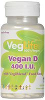 VegLife D-2 Ergocalciferol Vegan Tablet, 400 iu, 100 Count