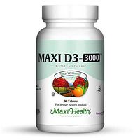 Maxi Health Natural Vitamin D3 -"3000 IU" - Nutrition Supplement - 90 Tablets - Kosher