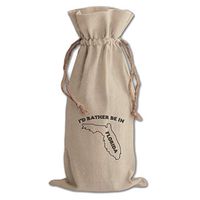 I'D Rather Be In Florida Cotton Canvas Wine Bag, Cotton Drawstring Wine Pouch