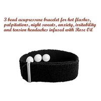 Hot Flash Relief, Acupressure Bracelet, Menopause Bracelet, Aromatherapy Band, Multiple Symptom, Anxiety Bracelet (Single Band) Black, Rose Scent (XLarge 9 in.)