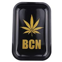 ChYoung Metal Rolling Tray Maple Leaf Letter Printed Tobacco Tray Rectangle Tray 18x12.5cm/7x5 Inches (Style E-Small)