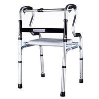 Aluminum Alloy, 8-Level Adjustable, with Bath Plate, one-Button Folding Elderly Walker, Silver (Size : 4 Legs Without Wheels)