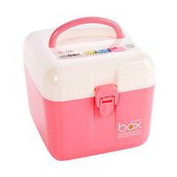 diffstyle Plastic Pill Storage Box Household Portable Medicine Organizer Case First Aid Kit (Pink(6.3" x 6.3" x 5.9"))