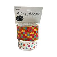 Hallmark Sticky Ribbons Colorful Squares & Circles 2 Ribbons (8 Yds)