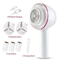 Electric Fabric Pilling Shaver, Rechargeble Lint Ball Remover, 2-in-1 Portable Lint Trap Clothes Shaver for Sweater, Jeans, Blankets, Bed Sheets, Upholster,Coach with 3-Leaf Stainless Steel Blade.