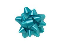 Pack Of 48, Small Solid Turquoise Star Poly Gift Bows 2-1/2" x 12 Loops Made In Usa