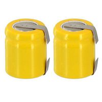 2x Exell 1/3AA NiCD 200mAh 1.2V Flat top Rechargeable Battery with Tabs