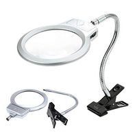 LED Magnifying Glass, Hands Free Magnifier with Lamp Stand Adjustable Table Desk Clip on Illuminated Magnifier for Reading Crafts Hobbies