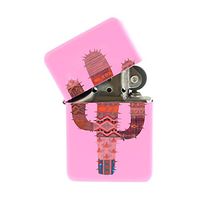 Southwest Cactus Pattern Pink Flip-Top Refillable Lighter