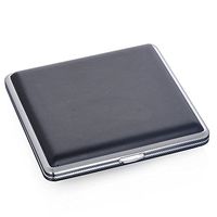 Black Leather Cigarette Elegant Box Case Holder Metal Hold A Pack 20pc
