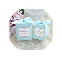 Simple Atmosphere Cube Candy Boxes Baby Shownrs Gift Bag Wedding Partyrs Supplies Gift Packing Box,Sky Blue,6X6X7Cm,100Pcs