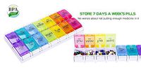 Spring Open 7 Days Pill Box, BPA Free Pill Box for Purse, 2 Rows Pill Box Am Pm Travel with Large Compartments to Hold Vitamins, Supplements and Medication