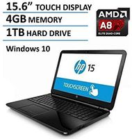 2016 HP 15.6-Inch Touchscreen Laptop, AMD Quad-Core A8-7410 Processor, 4GB RAM, 1TB HDD, DVD+/-RW, AMD Radeon R5, HDMI, Wifi, Webcam, Windows10