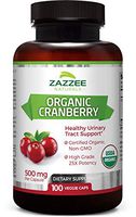 Zazzee USDA Organic Cranberry Extract, 12,500 mg Strength, 100 Veggie Caps, USDA Certified Organic, Potent 25:1 Extract, Made from Fresh Whole Organic Cranberries, Vegan, All-Natural and Non-GMO