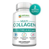 Multi Collagen Protein Capsules - 180 Collagen Capsules - Type I, II, III, V, X Collagen Pills - Proprietary Blend of Eggshell, Chicken, Wild Fish & Grass-Fed Beef Collagen Peptides - 2025mg per serv