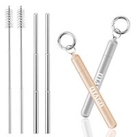 OTAGO Reusable Metal Collapsible Straws 2 Pack,Telescopic Stainless Steel Drinking Straw with Portable Case Silicone Tip Brush,for 20/30 Oz Tumblers(Sliver, Rose Gold)