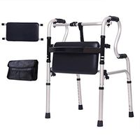 Walking Aids Drive Folding Light Weight Walking Toilet Chair Walking Stick with Stool Anti-Slip Frame Elderly Old Man Assisted Disabled Multifunctional