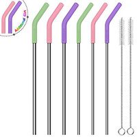 Sunnywoo Metal Straws Stainless Steel Straws Drinking Straws Reusable FDA BPA-8.5":6mm3,10.5":8mm3- W/Cleaning Brush for 20/30 Oz for Yeti RTIC SIC Ozark Trail Tumblers (6 PACK)