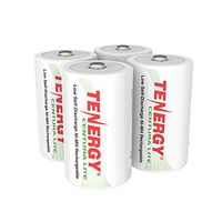 Tenergy Centura Lite 1.2V NiMH Rechargeable D Battery, 3000mAh Low Self Discharge D Cell Batteries, Pre-Charged D Size Battery, UL Certified, 4 Pack