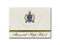 Signature Announcements Memorial High School (West New York, NJ) Graduation Announcements, Presidential style, Elite package of 25 with Gold & Blue Metallic Foil seal