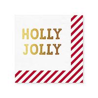 C.R. Gibson red and White Striped ''Holly Jolly'' Christmas Luncheon Napkins, 6.5'' x 6.5'', 20pcs