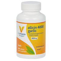 Allicin 4000mcg Garlic, 450mg, Enteric Coated Tablets for Easy Swallowing, Promotes Healthy Cholesterol and Overall Hearth Health, Take Once Daily (100 Tablets) by The Vitamin Shoppe