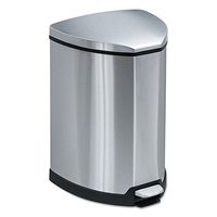 Safco 9685SS Step-On Waste Receptacle Triangular Stainless Steel 4gal Chrome/Black