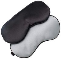 Ranvi Adjustable Silk Sleep Eye Mask for Travel 2PCS, Black, Grey