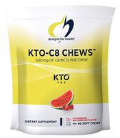 Designs for Health KTO-C8 MCT Oil Chews - 500 mg Caprylic Acid MCT - Pure C8 - Keto Diet - Promotes Healthy Metabolism, Focus and Energy - Strawberry Watermelon - Non-GMO and Gluten Free (60 Count)