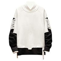 WYTong Men Hip hop Patchwork Pullover Crew Neck Long Sleeve Casual Sweatshirt Tops Blouse(White,XL)