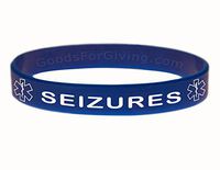 Seizures ID Bracelet Wristband - Blue - 8-1/4 Inches - Large