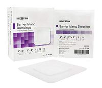 McKesson - Composite Barrier Island Dressing Water Resistant 4 X 4 Inch Polypropylene / Rayon 2 X 2 Inch Pad - 25/Box - McK