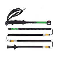 Crutches Folding 5 Sections Climbing Cane Locking Cane Travel Camping Mountaineering Cane/Blue Green (Color : Green, Size : 34cm)