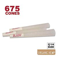 RAW 675 Organic 1 1/4 Cones - W Gallery Scoop Sticker - Discreet Box - Pure Hemp 1.25 84mm Pre-Rolled Cones - 26mm Filter Tips - Natural Unbleached Unrefined Rolling Papers - Bulk Pack