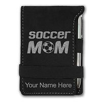 Mini Notepad, Soccer Mom, Personalized Engraving Included (Black with Silver)