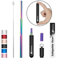 Rainbow Collapsible Straw, Reusable 9.25”Portable Drinking Straw, Telescopic Stainless Steel Metal Straw with Black Case for 12oz/20oz/30oz Cups to Drinking Water, Coffee, Smoothies, Juice, Milkshake