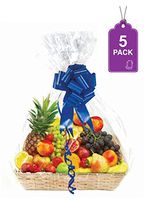 Clear Basket Bags, 5 Pack Large Clear Cellophane Wrap for Baskets & Gifts 30"x 40" 1.5 Mil Thick (5)