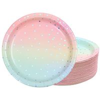 Aneco 60 Pieces Silver Foil Dots Paper Plates Party Plates Dinnerware Plates Party Tableware for Party, 9 Inches
