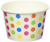 Black Cat Avenue Paper Ice Cream Cups, Polka Dot, Rainbow, 6 Ounce, 50 Count
