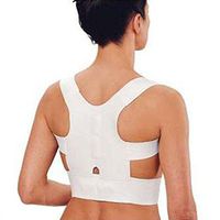 HanQ Back Brace Posture Corrector with 12 Magnets Mini Adjustable Support Brace for Improves Posture and Provides Lumbar Support and Lower and Upper Back Pain Unisex (White, XXL)