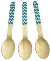 Perfect Stix Chevron Spoon 158 36-Blue Printed Wooden Spoons with Blue Chevron Pattern, 6" (Pack of 36)