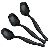 12 Pack | Disposable Plastic Serving Spoons | Heavy Duty Large Utensils | Black