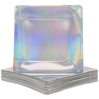 Juvale 48-Pack Iridescent Foil 10 Inch Square Paper Party Plates