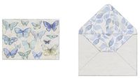 Punch Studio Window Boxed Set of 12 Blank Note Cards ~ Blue Flutter Butterflies 16717